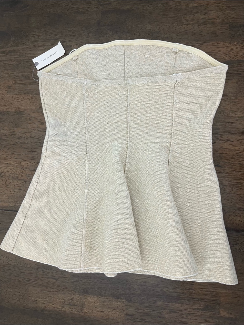 Womens Anthropologie Metallic Ivory Strapless Peplum Top shimmer Size Medium NWT - Picture 2 of 11